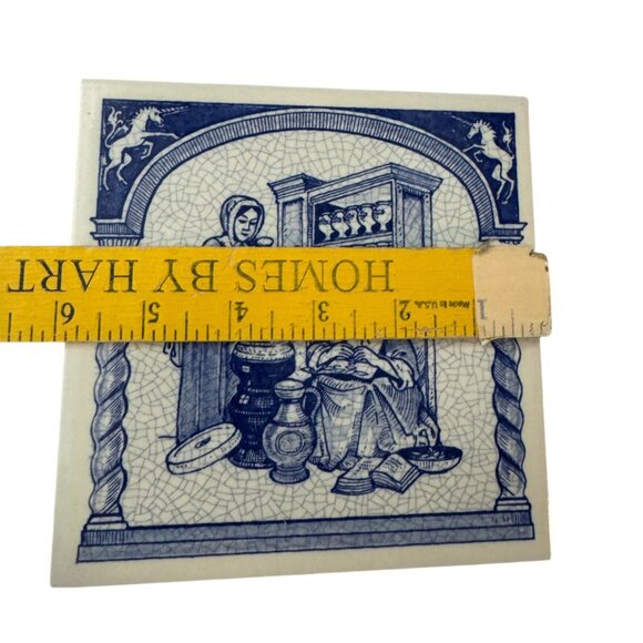 Delft Blue Handmade Ceramic Tile With Apothecary Scene - Picture 3 of 3